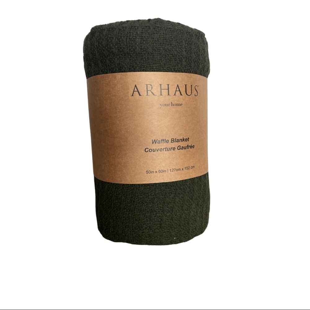 Arhaus Waffle Knit Blanket 100% Cotton NWT
